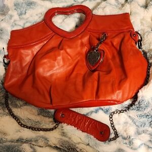 Heart-Shaped Handle Red Women's Bag